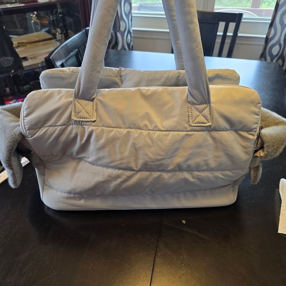 Symphony Pet Small Dog Handbag Carrier Faux Fur Mesh Fabric Gray